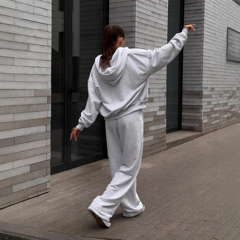 Damen lässiges Kapuzensweatshirt und weite Jogginghose-Set