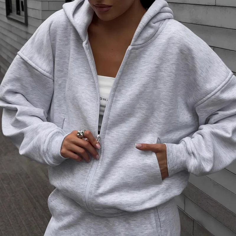 Damen lässiges Kapuzensweatshirt und weite Jogginghose-Set