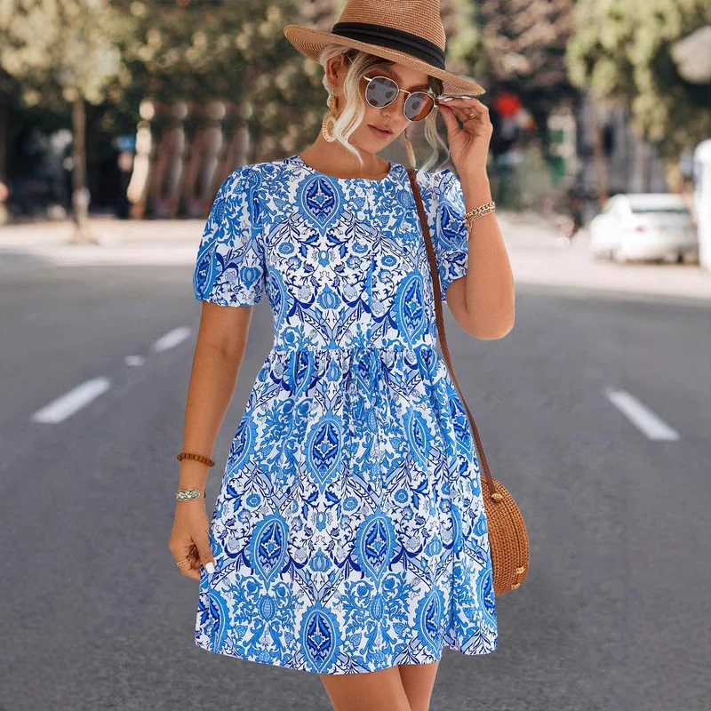 Damen A-Linien Kleid mit floralem Muster und lässigem Schnitt
