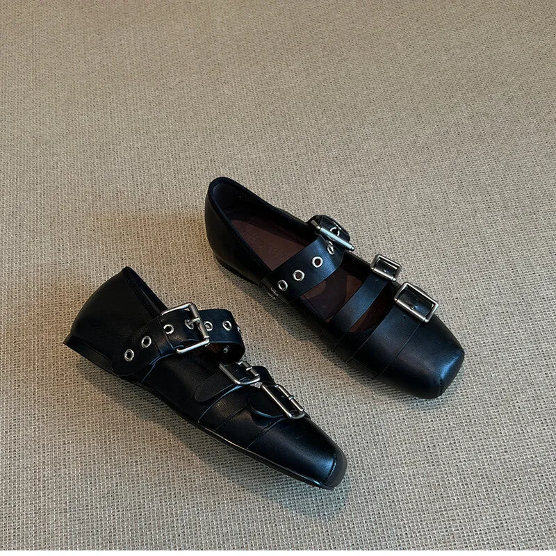 Damen Ballerinas mit modischem Schnallen-Design und bequemer Sohle Nord Taschen