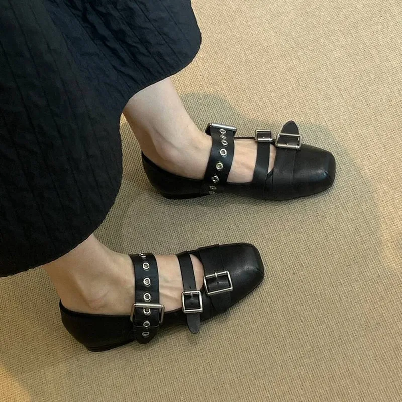 Damen Ballerinas mit modischem Schnallen-Design und bequemer Sohle Nord Taschen