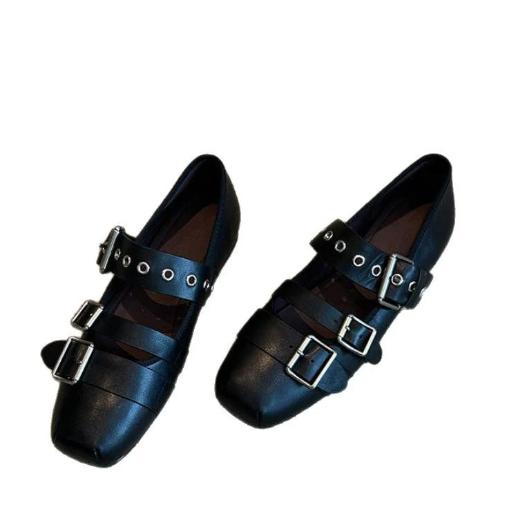Damen Ballerinas mit modischem Schnallen-Design und bequemer Sohle Nord Taschen
