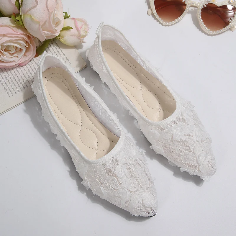 Damen elegante spitze Ballerinas mit floralen Stickereien und komfortablem Innenfutter Nord Taschen