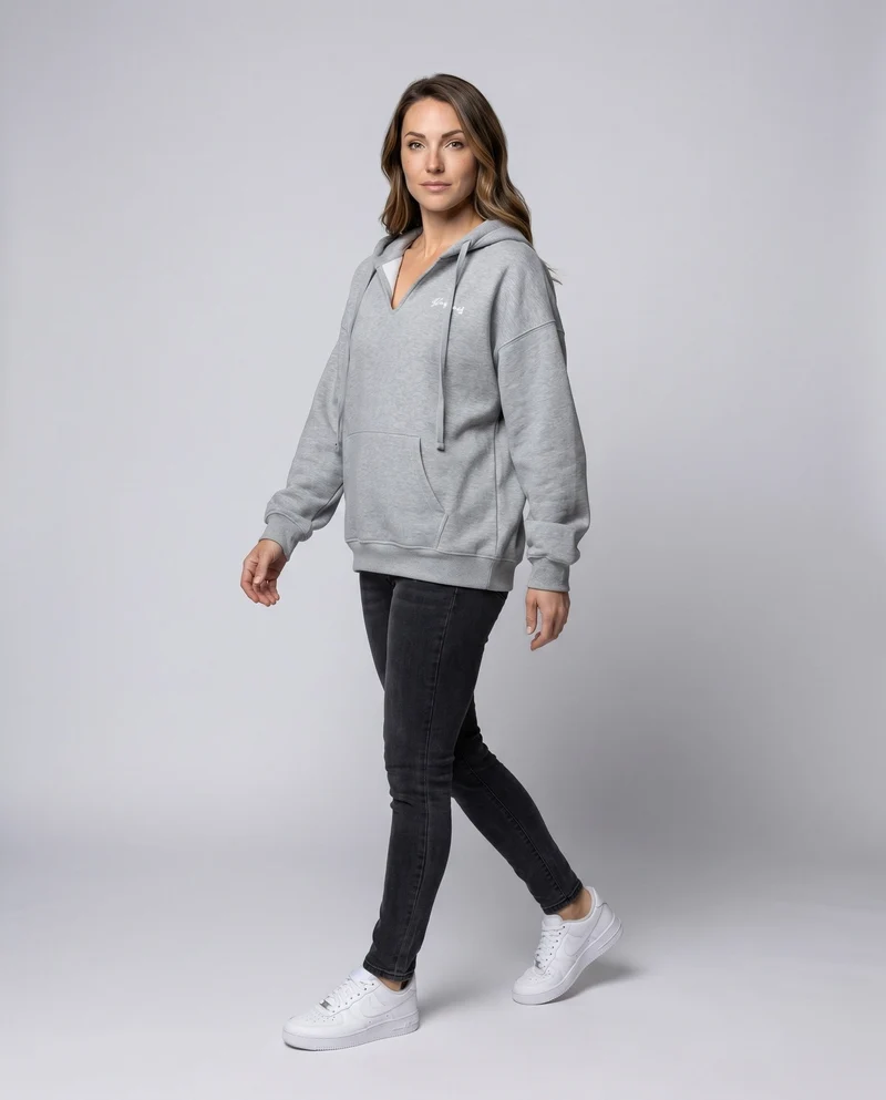 Damen Oversized Kapuzensweatshirt mit praktischer Kängurutasche und weichem Innenfutter