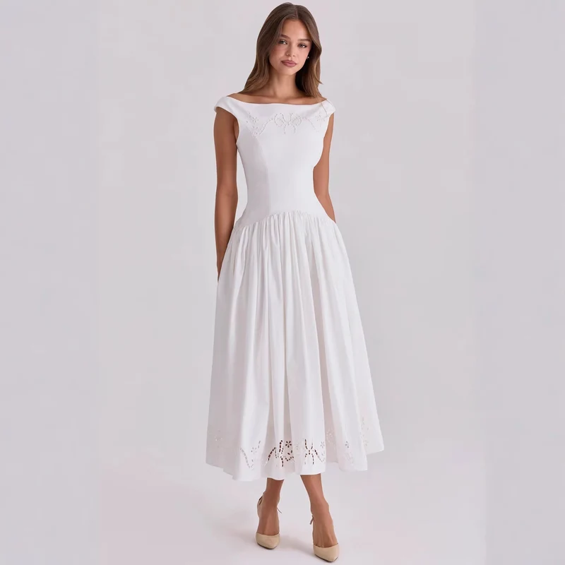 Damen Elegantes Midi-Kleid mit incisierten Details Nord Taschen