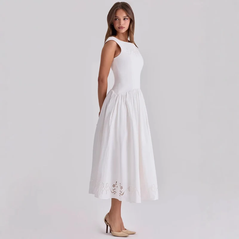 Damen Elegantes Midi-Kleid mit incisierten Details Nord Taschen