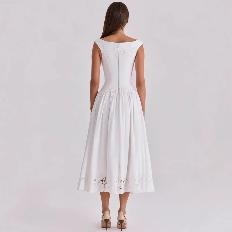 Damen Elegantes Midi-Kleid mit incisierten Details Nord Taschen