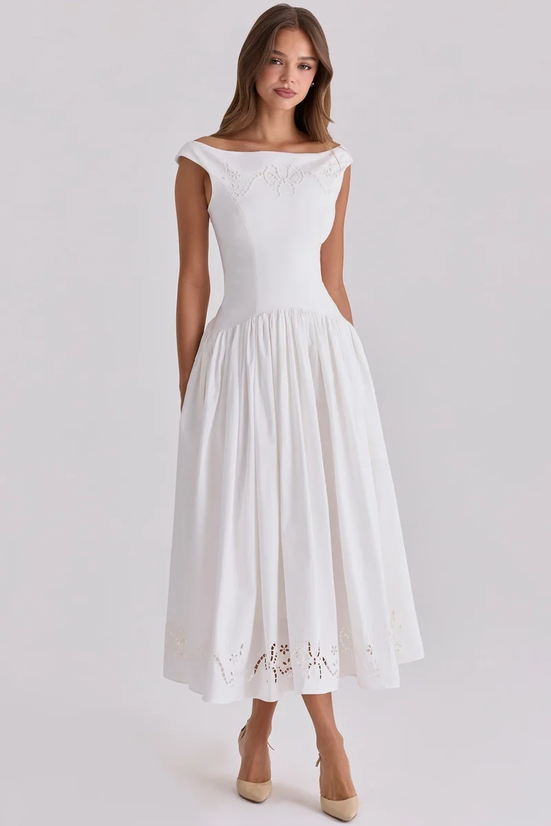 Damen Elegantes Midi-Kleid mit incisierten Details Nord Taschen