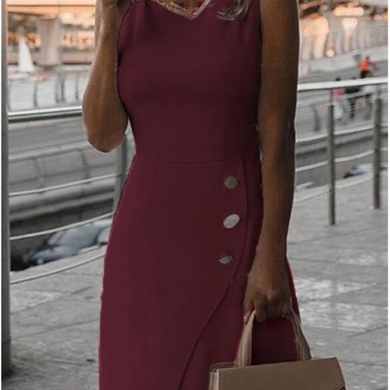 Damen Elegantes Etui-Kleid mit Knopfdetail