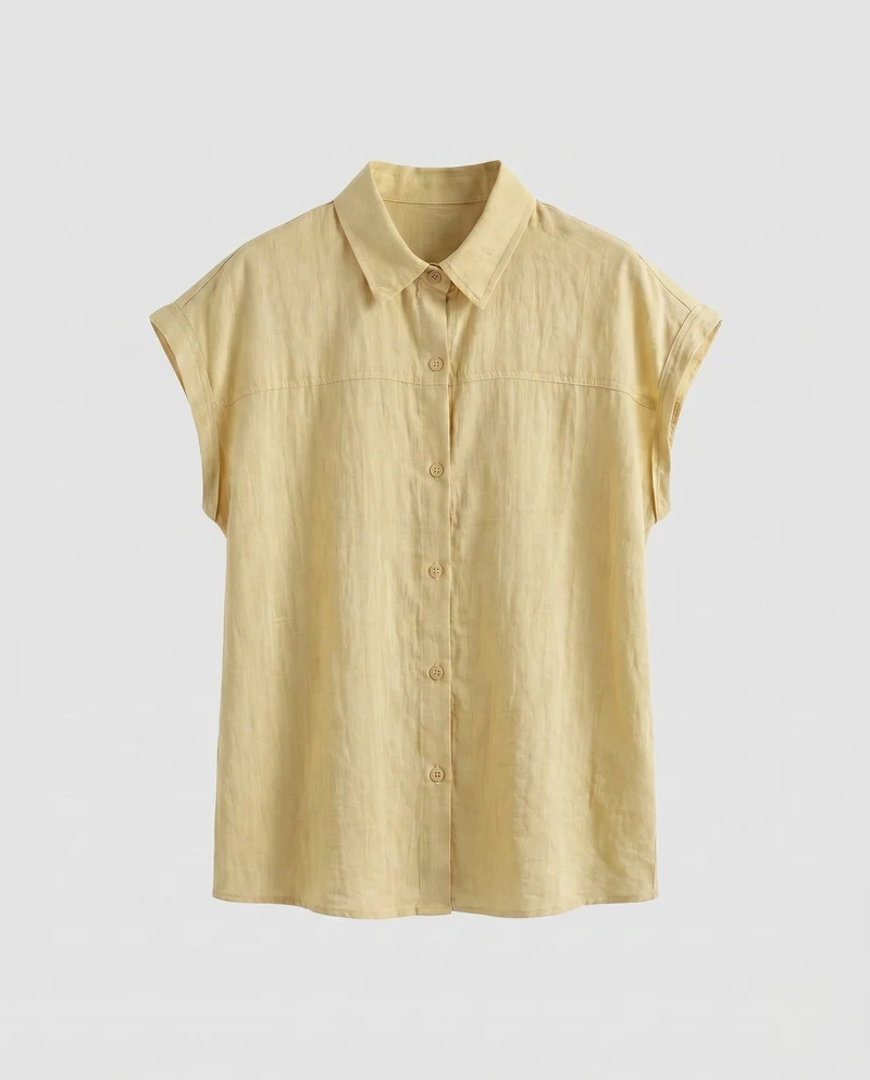 Damen luftige Chemisierbluse mit Knopfdetails und umgeschlagenem Arm