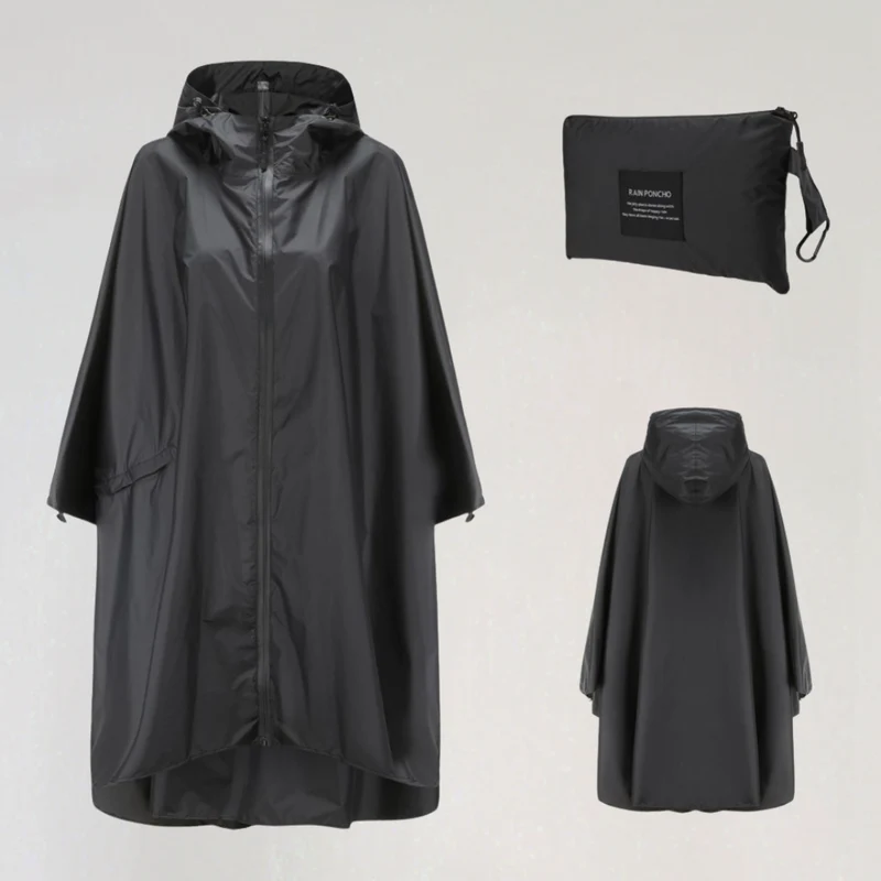 Damen Faltbare Regenjacke mit Kapuze und Wasserdichtem Stoff