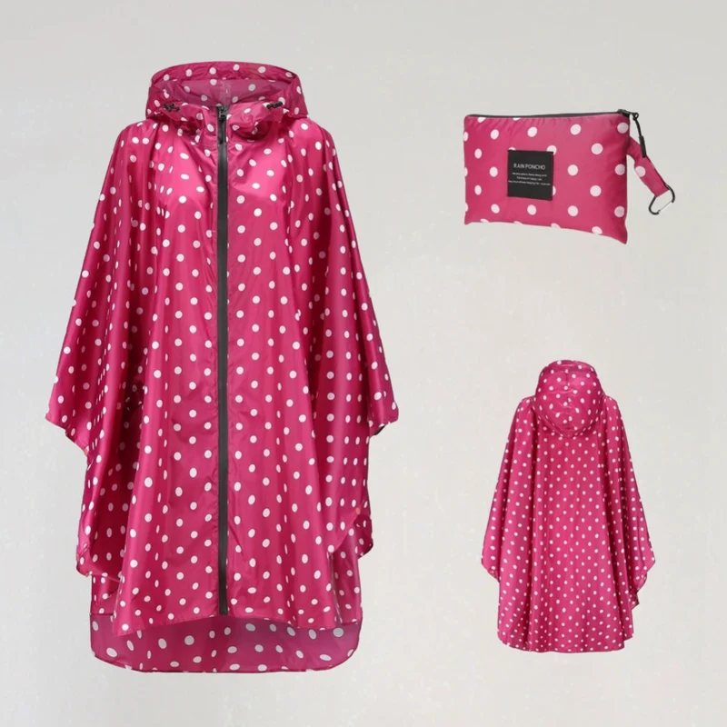 Damen Faltbare Regenjacke mit Kapuze und Wasserdichtem Stoff