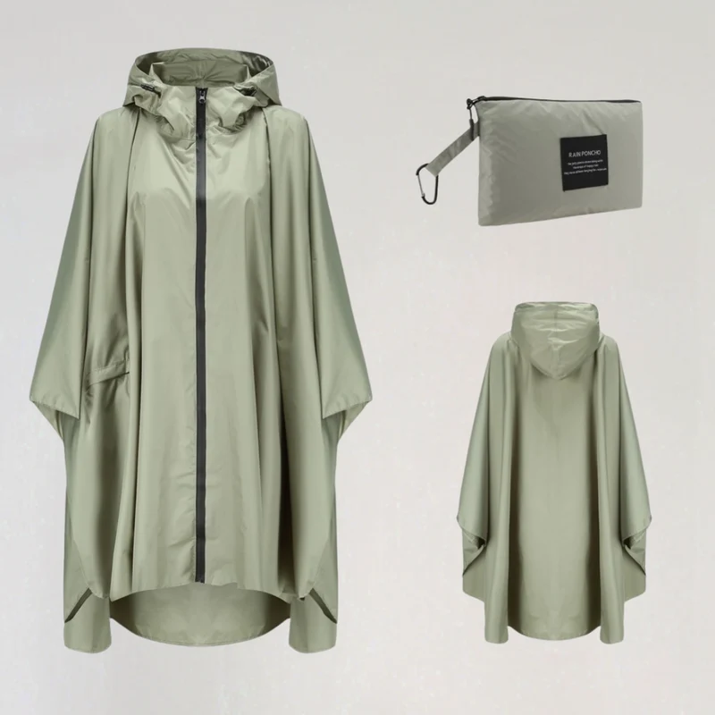 Damen Faltbare Regenjacke mit Kapuze und Wasserdichtem Stoff