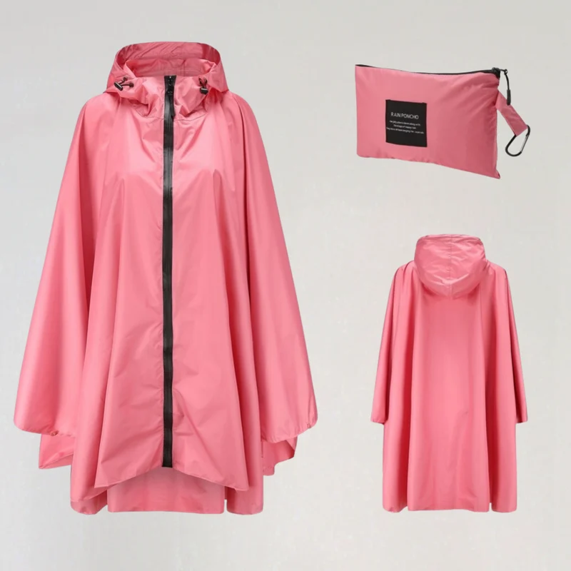 Damen Faltbare Regenjacke mit Kapuze und Wasserdichtem Stoff