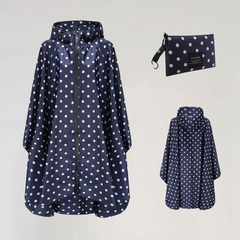 Damen Faltbare Regenjacke mit Kapuze und Wasserdichtem Stoff