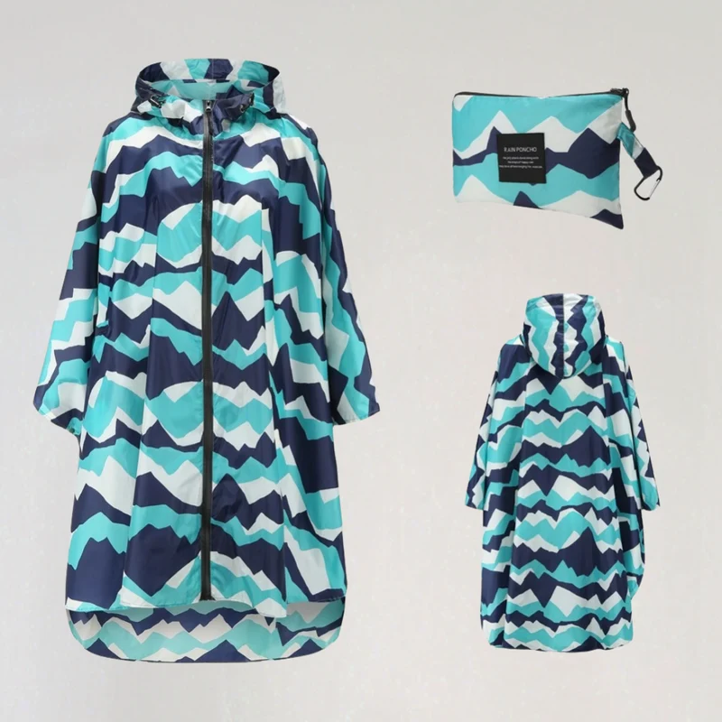 Damen Faltbare Regenjacke mit Kapuze und Wasserdichtem Stoff