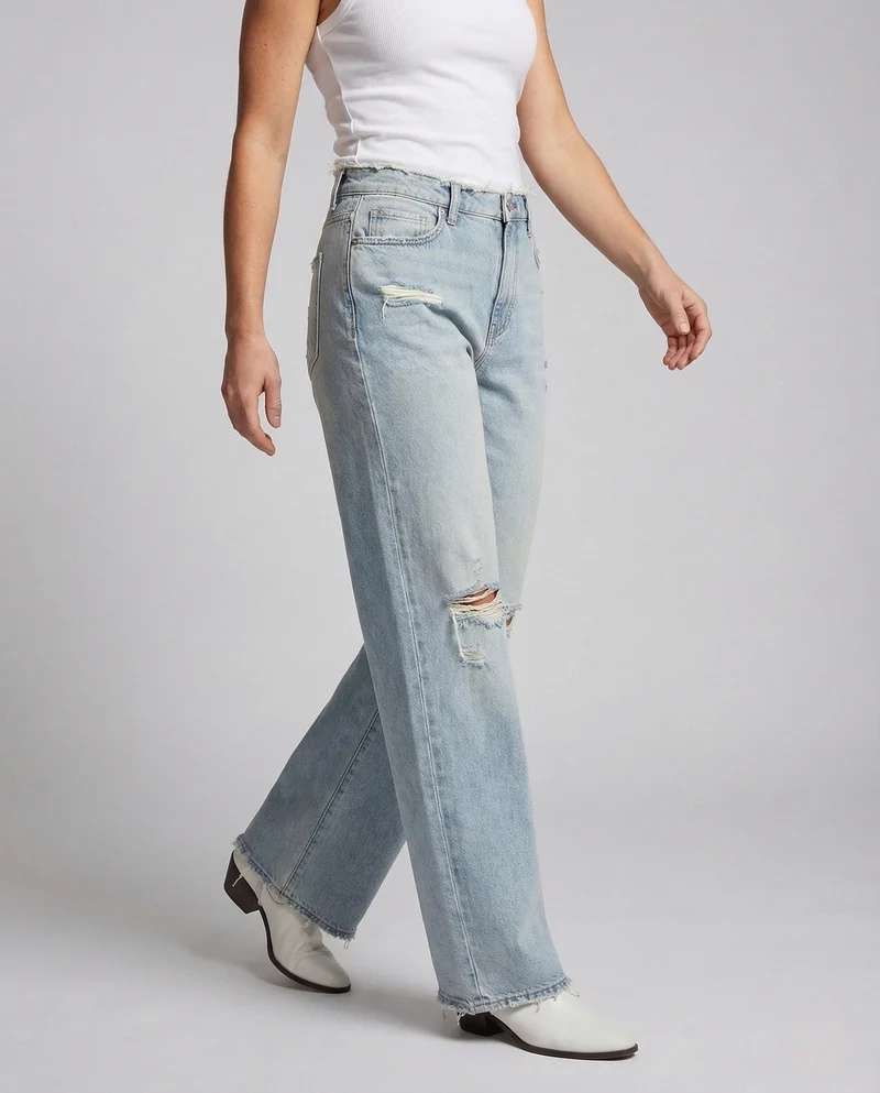 Damen Boyfriend Jeans High Waist Used Look