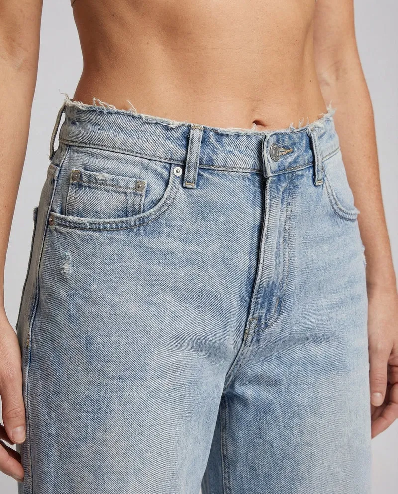 Damen Boyfriend Jeans High Waist Used Look