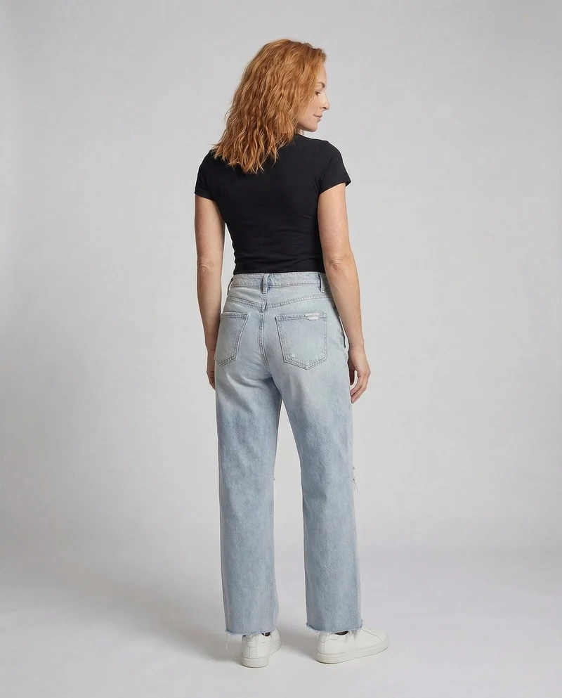 Damen Boyfriend Jeans High Waist Used Look