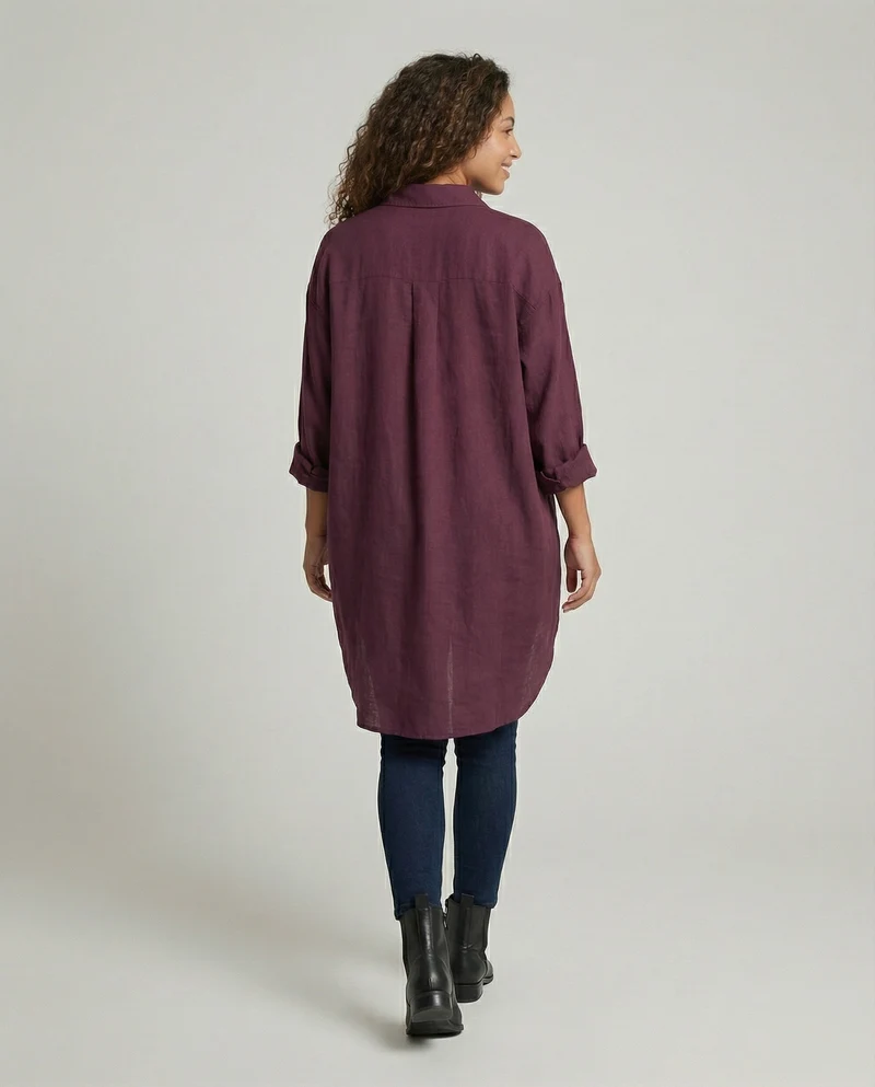 Damen Urbane Vokuhila-Saum Baumwollmischung Oversize-Hemdbluse