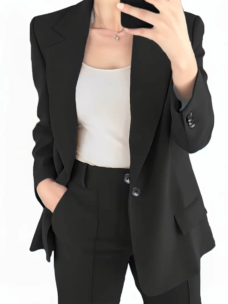 Blazer mit Revers und Erweiterte Hosen Set mit Knopfverschluss
