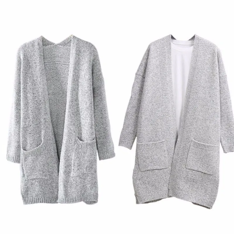 Damen Langstrickjacke mit offenen Ärmeln und praktischen Taschen