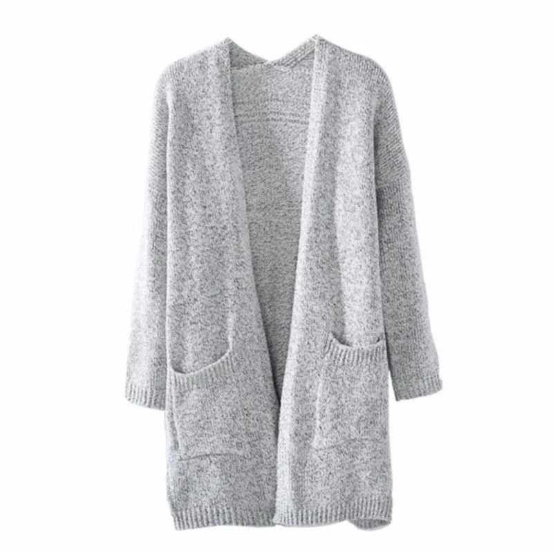 Damen Langstrickjacke mit offenen Ärmeln und praktischen Taschen