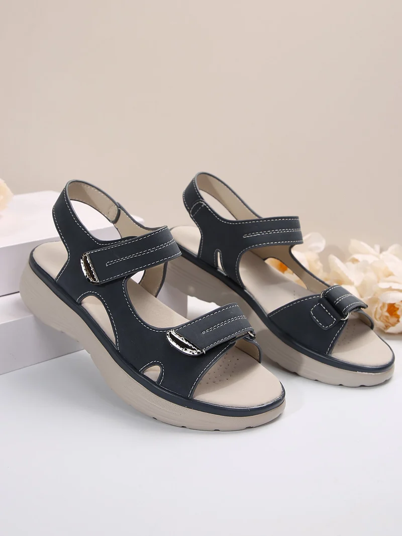 Damen Komfortable Riemensandalen mit verstellbarem Klettverschluss und ergonomischer Sohle