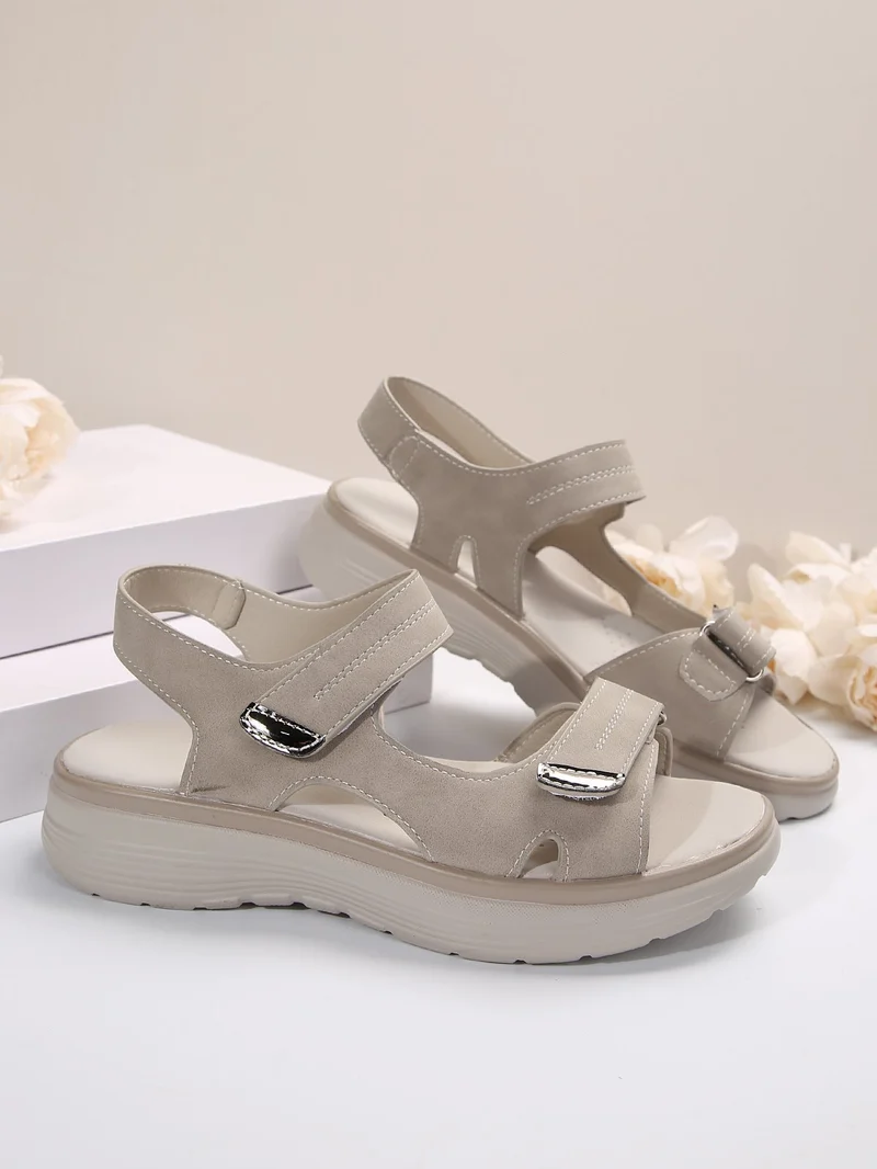 Damen Komfortable Riemensandalen mit verstellbarem Klettverschluss und ergonomischer Sohle
