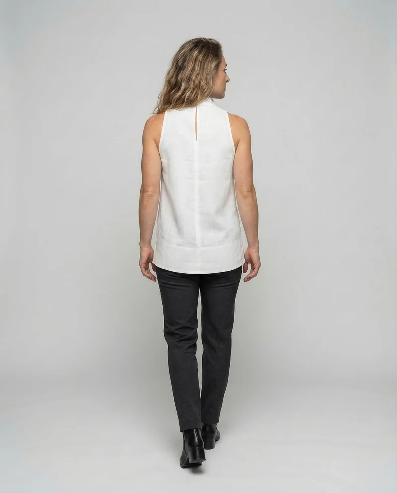 Damen Leinenmix-Tunika-Top A-Linie