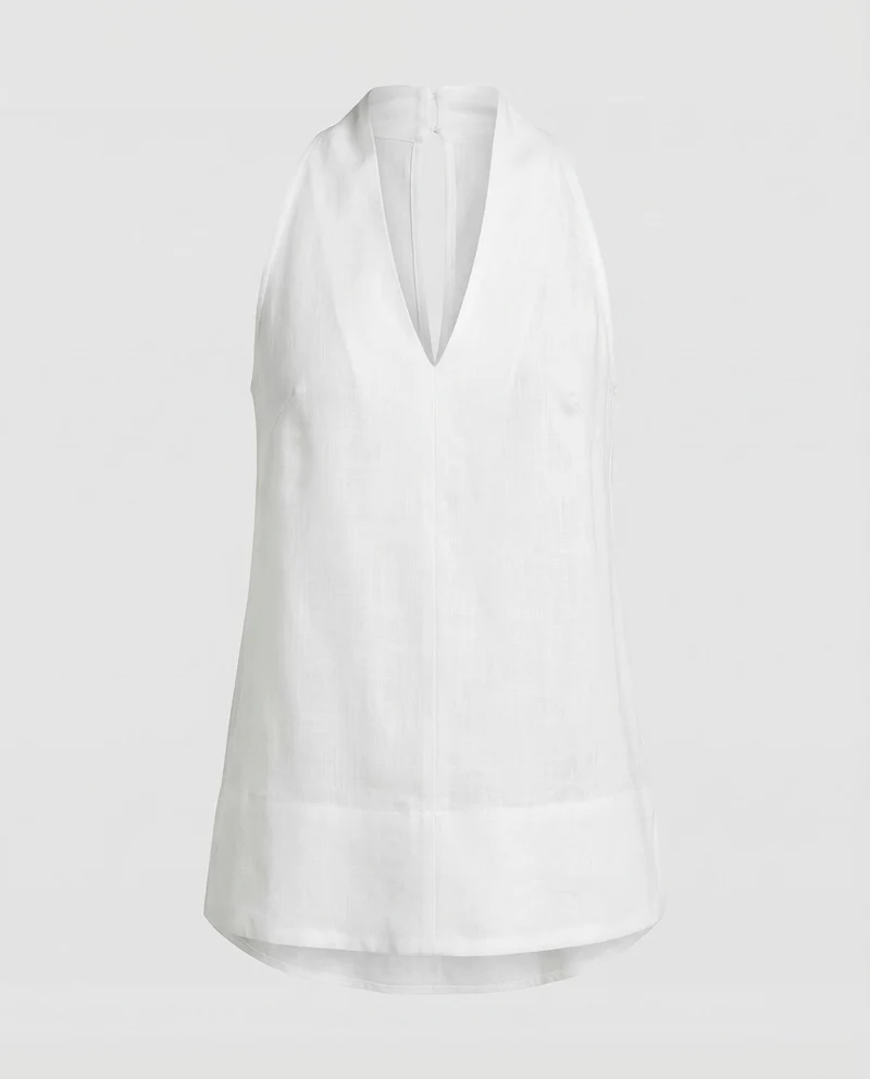 Damen Leinenmix-Tunika-Top A-Linie