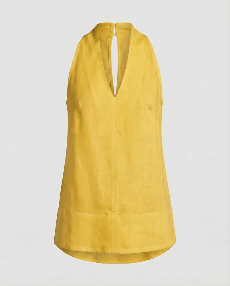 Damen Leinenmix-Tunika-Top A-Linie