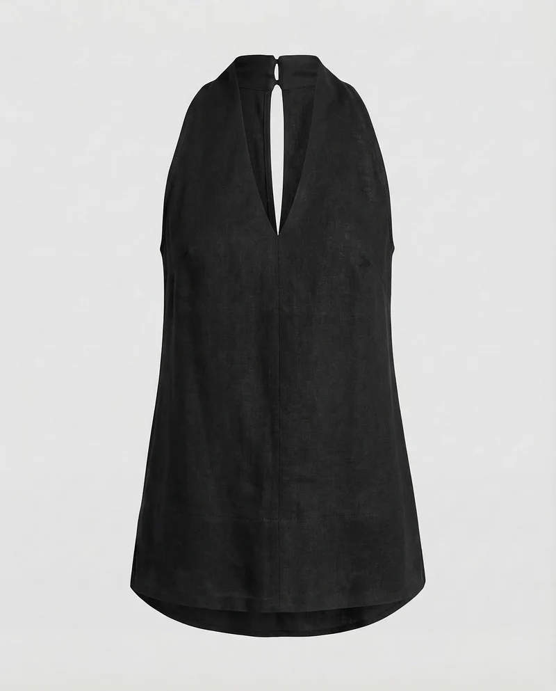Damen Leinenmix-Tunika-Top A-Linie