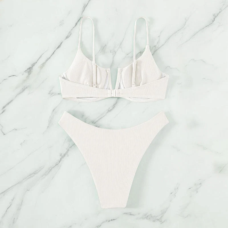 Damen Bikini-Set mit trendigem Farbblockdesign und verstellbaren Trägern