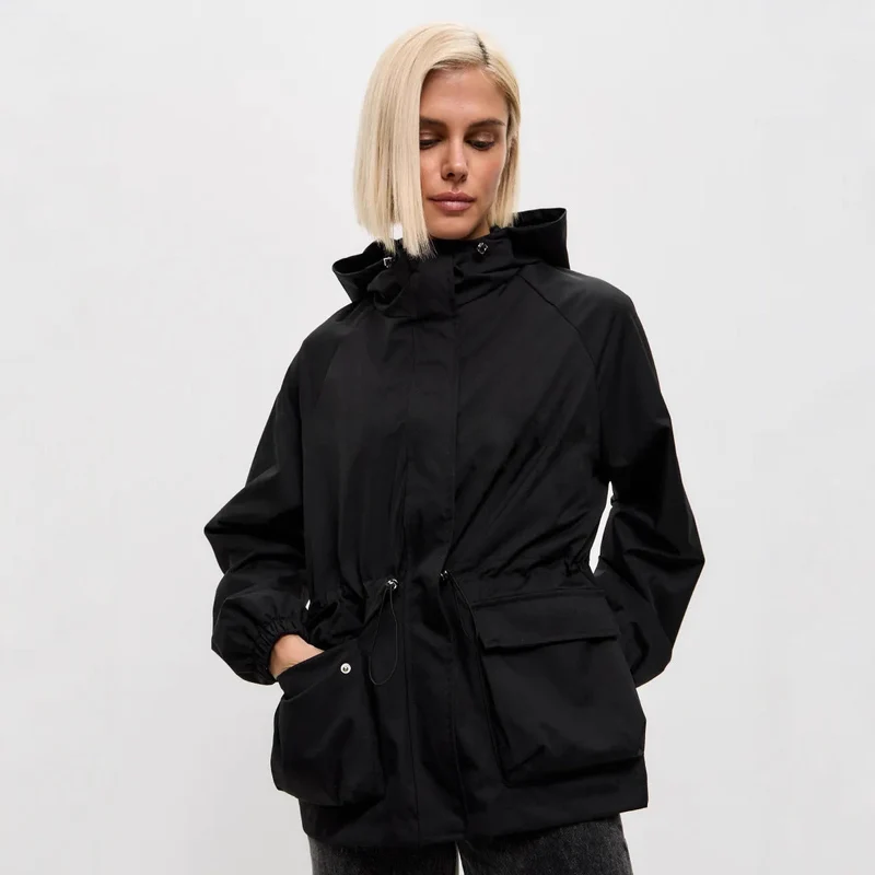 Damen lässige wasserdichte Jacke mit verstellbarem Bund