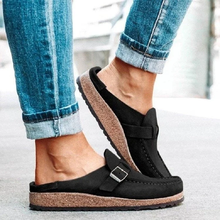 Damen Mokassin Clogs mit modischem Riemen und komfortabler Sohle