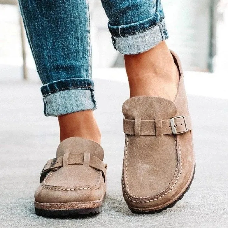 Damen Mokassin Clogs mit modischem Riemen und komfortabler Sohle