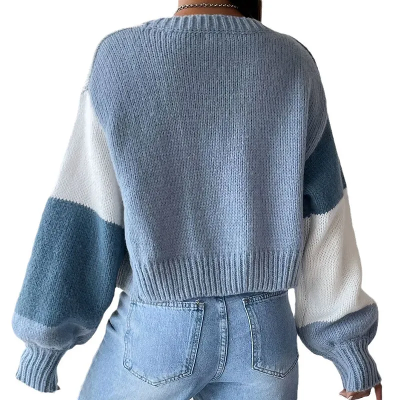 Damen Grobstrick-Cardigan mit ballonförmigen Ärmeln und modischem Design