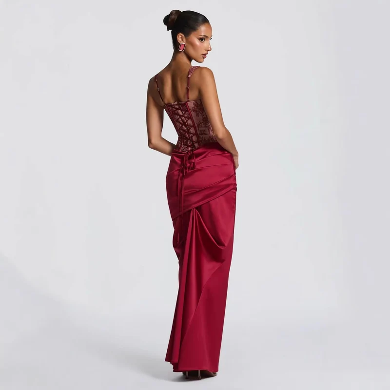Damen Elegantes Abendkleid mit Korsett-Oberteil und drapiertem Rock Nord Taschen