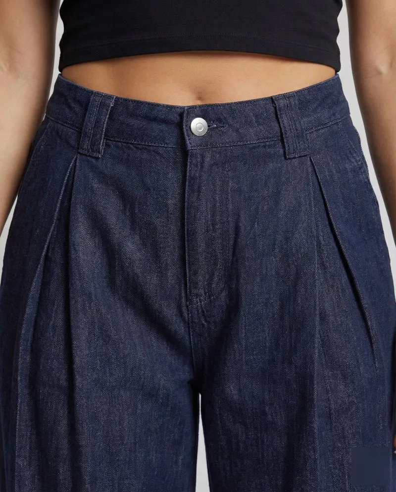Damen Jeans Bundfalten Weit