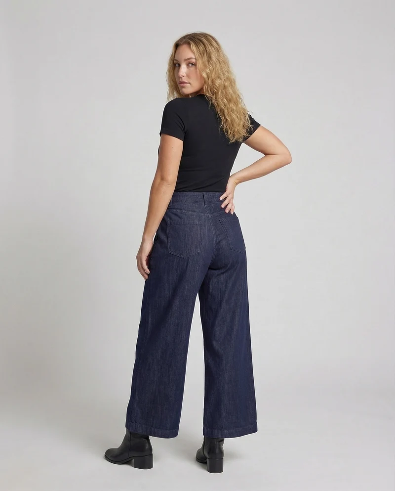 Damen Jeans Bundfalten Weit