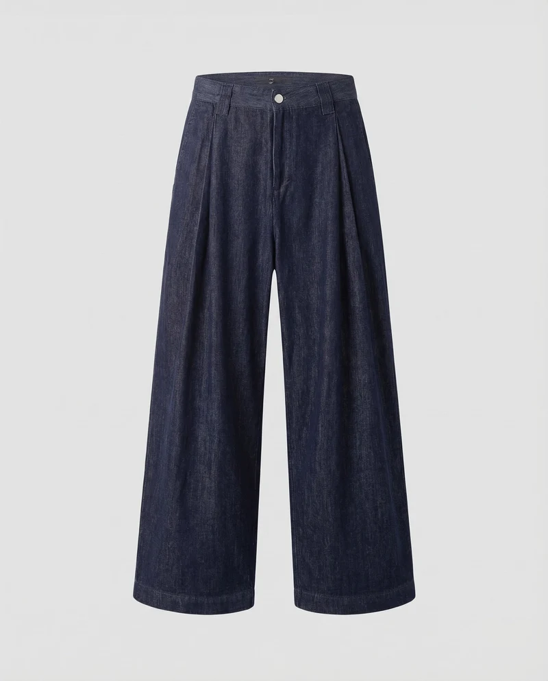 Damen Jeans Bundfalten Weit