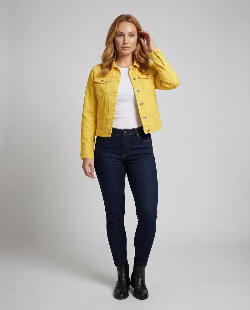 Damen Jeansjacke Kurz Tailliert