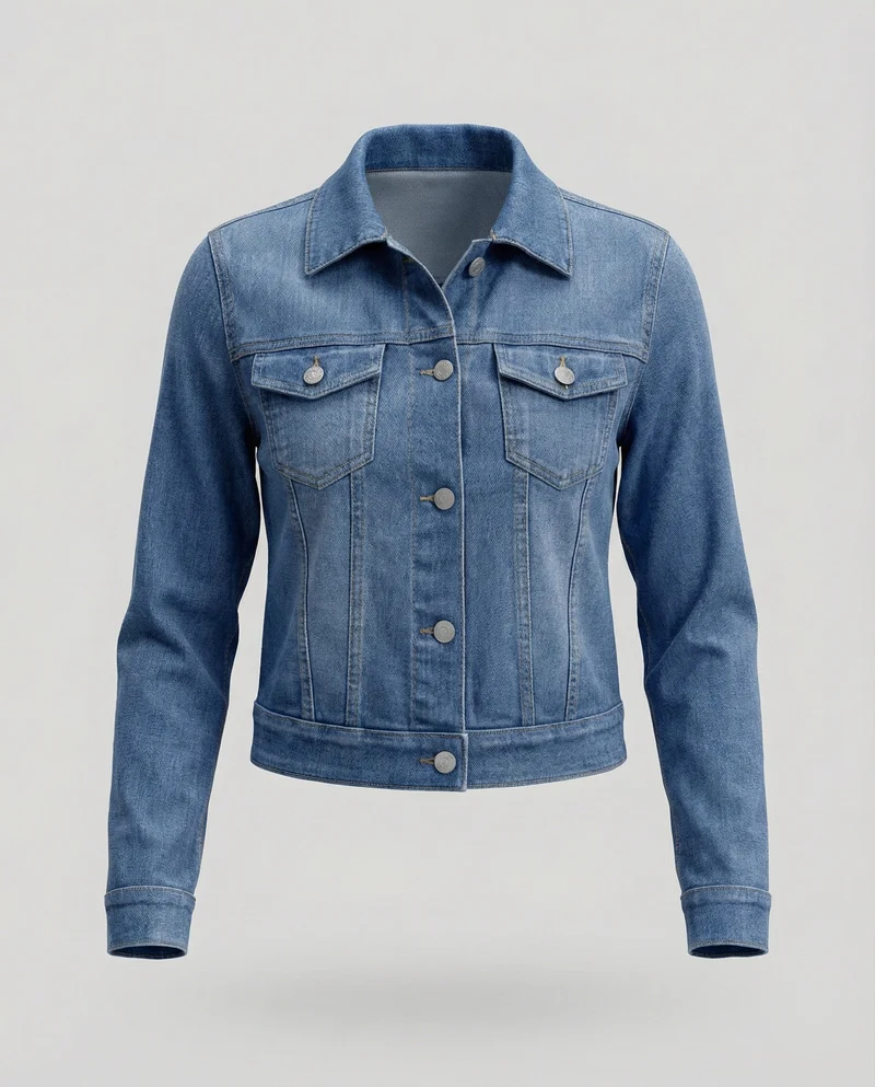 Damen Jeansjacke Kurz Tailliert