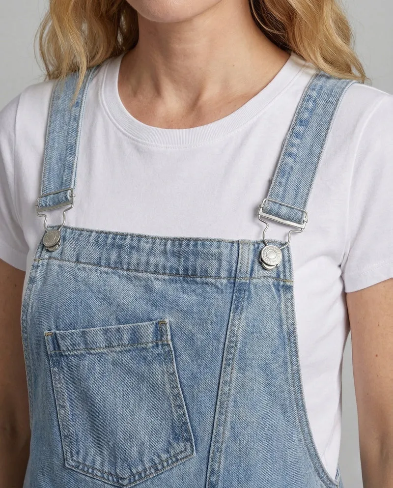 Damen Jeans Latzkleid mit Brusttasche