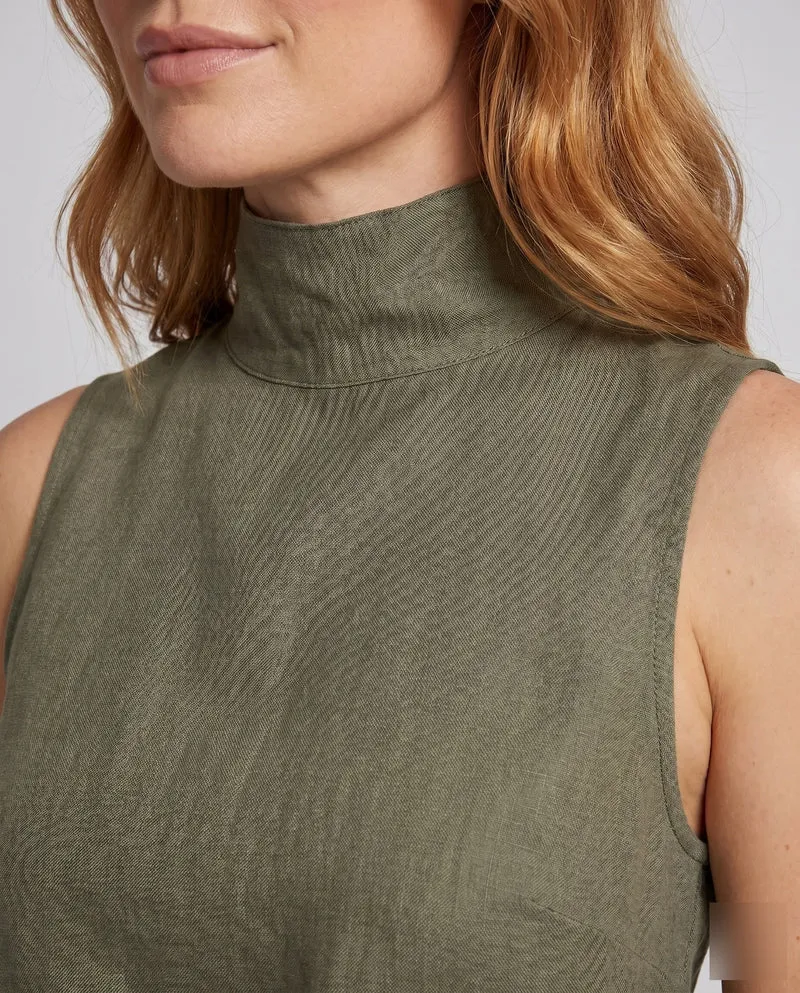 Damen Luftiger Jumpsuit mit hohem Kragen und weitem Bein Nord Taschen