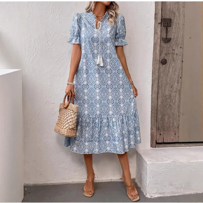 Damen Sommerliches Tunika-Kleid mit eleganten Schnüroptionen Nord Taschen