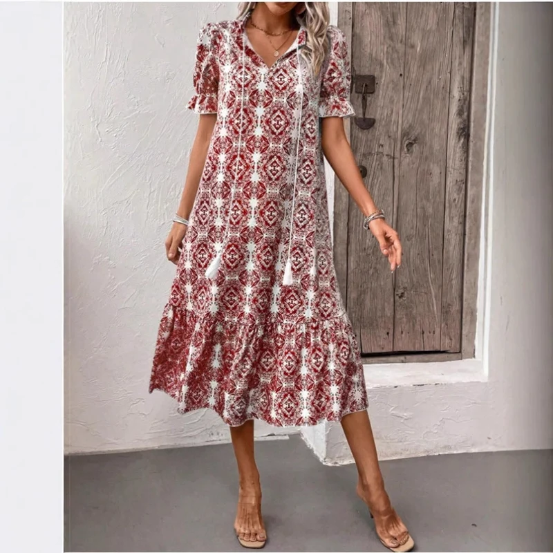 Damen Sommerliches Tunika-Kleid mit eleganten Schnüroptionen Nord Taschen
