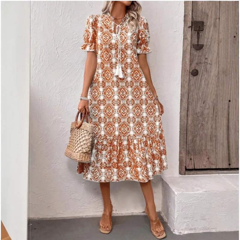 Damen Sommerliches Tunika-Kleid mit eleganten Schnüroptionen Nord Taschen