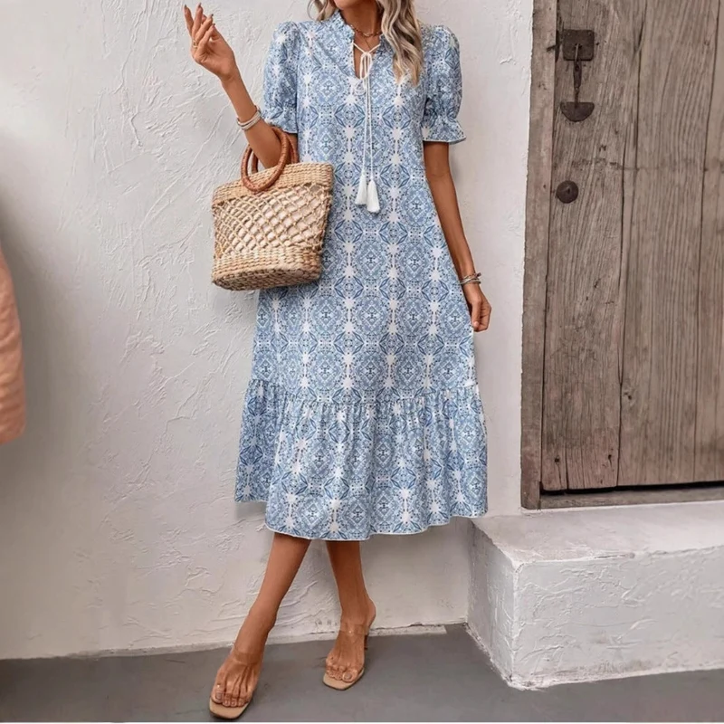 Damen Sommerliches Tunika-Kleid mit eleganten Schnüroptionen Nord Taschen